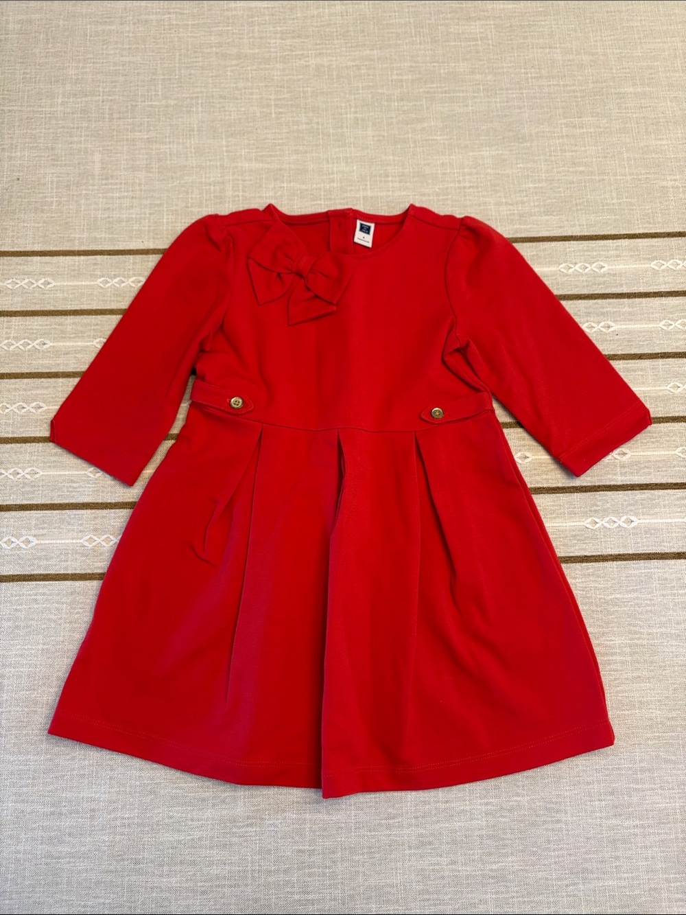 Janie and Jack Red Bow-Front Pleated Dress